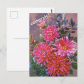 Carte Postale Retro postcard bouquet of pink georgines (Devant / Derrière)