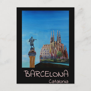 Carte Postale Retro Poster de Barcelone