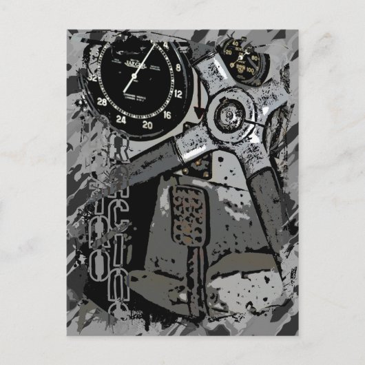 Carte Postale Retro Racing - Gray Splatter (Devant)
