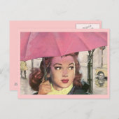 Carte postale Retro Rainy Day douche & un paraplui (Devant / Derrière)