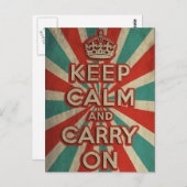 Carte Postale Rétro Restez Calme Et Continuez (Devant / Derrière)