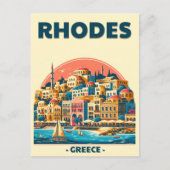 Carte Postale Retro Rhodes City - Grèce cadeaux de voyage (Devant)