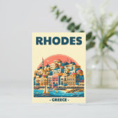 Carte Postale Retro Rhodes City - Grèce cadeaux de voyage (Debout devant)