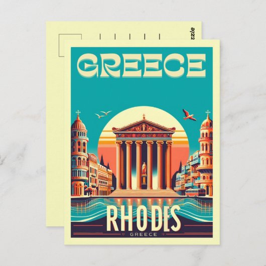 Carte Postale Retro Rhodes City - Grèce cadeaux de voyage (Devant / Derrière)