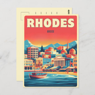 Carte Postale Retro Rhodes City - Grèce cadeaux de voyage