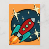 CARTE POSTALE RETRO ROCKET SHIP (Devant)