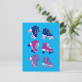 Carte Postale Retro Rollerskates violet bleu Motif (Debout devant)