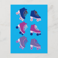 Retro Rollerskates violet bleu Motif