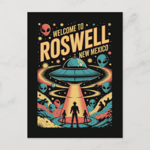 Carte Postale Retro Roswell Nouveau Mexique Alien UFO