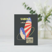 Carte Postale Retro Sabena Airlines à New York via Bruxelles (Debout devant)