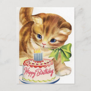 Carte Postale Rétro salutation vintage de gâteau d'anniversaire