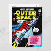 Carte Postale Retro Sci-Fi Adventure Outer Space Comics Couvertu (Devant / Derrière)