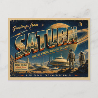 Carte postale rétro sci-fi de Vénus | Voyage spati