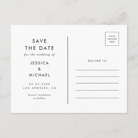 Carte Postale Retro Script 4 Photo Collage Mariage Enregistrer L (Dos)
