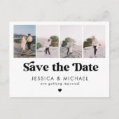 Carte Postale Retro Script 4 Photo Collage Mariage Enregistrer L (Devant)