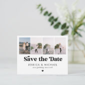 Carte Postale Retro Script 4 Photo Collage Mariage Enregistrer L (Debout devant)