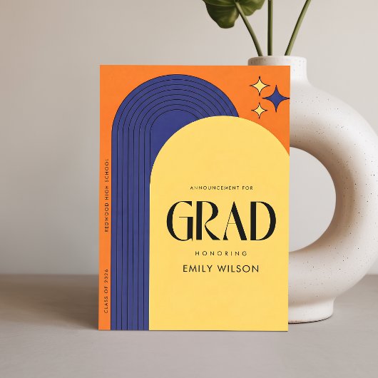 Carte Postale Retro Script Grad Simple Graduation Announcement