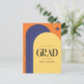 Carte Postale Retro Script Grad Simple Graduation Announcement (Debout devant)