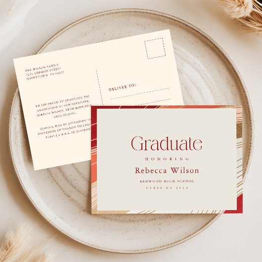 Carte Postale Retro Script High School Graduation Announcement