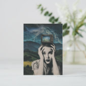 Carte Postale Retro Shocking Television Woman surreal (Debout devant)