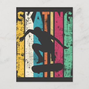 Carte Postale Retro Skateboard Jump Patinage Silhouette