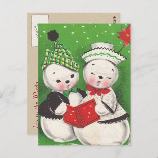 Carte postale Retro Snowman (Devant / Derrière)