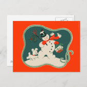 Carte Postale Retro Snowman (Devant / Derrière)