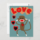 Carte Postale Rétro sock singe LOVE (Devant / Derrière)