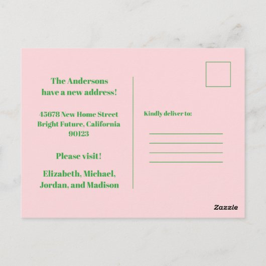 Carte Postale Retro Spring Floral Nouvelle adresse (Dos)