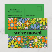 Carte Postale Retro Spring Floral Nouvelle adresse / Nous avons  (Devant / Derrière)