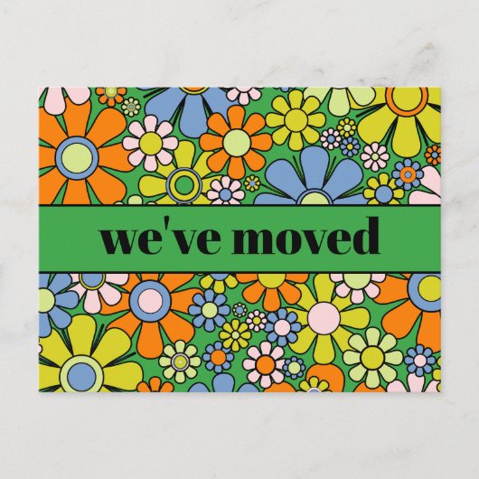 Carte Postale Retro Spring Floral Nouvelle adresse / Nous avons  (Devant)