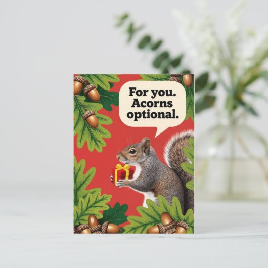 Carte Postale Retro Squirrel with gift parcel greeting (Debout devant)