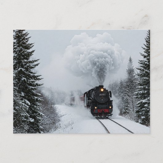 Carte postale Retro Steam Train Winter Snow (Devant)