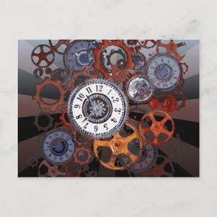 Carte Postale Retro steampunk pièces, engrenages et cogs imprime