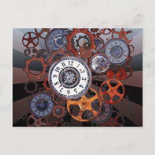 Carte Postale Retro steampunk pièces, engrenages et cogs imprime (Devant)