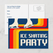 Carte Postale rétro stripes glace patinage invitation (Devant / Derrière)