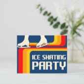 Carte Postale rétro stripes glace patinage invitation (Debout devant)