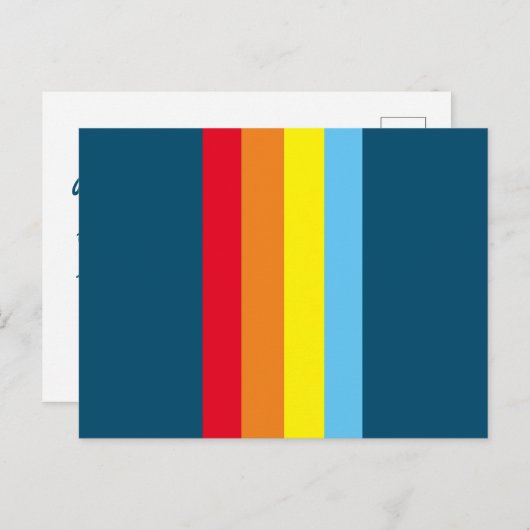 Carte postale Retro Stripes (Navy Blue Multi) (Devant / Derrière)
