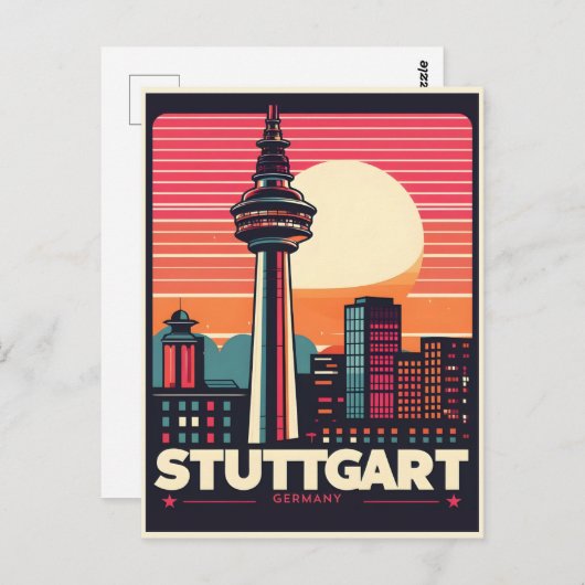 Carte Postale Retro Stuttgart TV Tower Fernsehturm cadeau allema (Devant / Derrière)