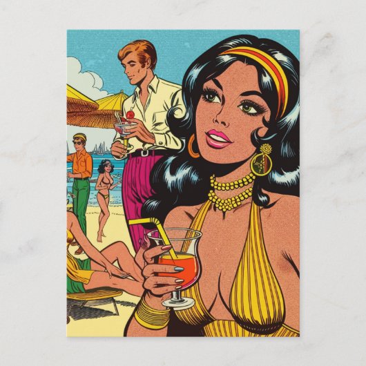 Carte Postale Retro Summer Beach Comics (Devant)