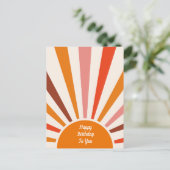 Carte Postale Retro Sun Rays Burset Orange Anniversaire (Debout devant)