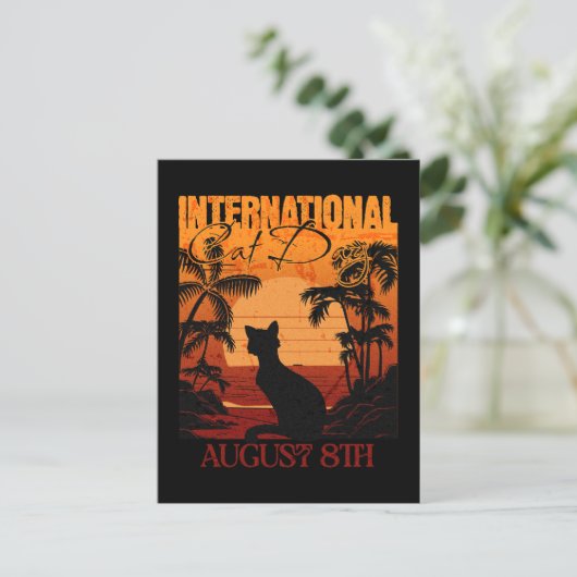 Carte Postale Retro Sunset International Cat Day (Debout devant)