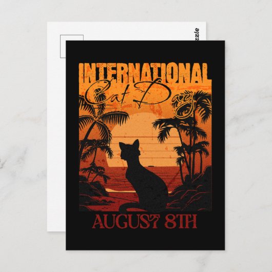 Carte Postale Retro Sunset International Cat Day (Devant / Derrière)