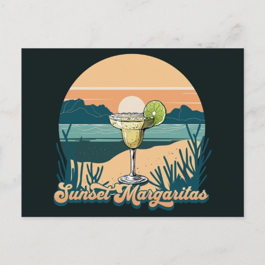 Carte Postale Retro Sunset Margaritas (Devant)