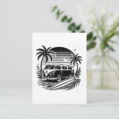 Carte postale Retro Surf Van & Palm Trees (Debout devant)
