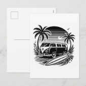 Carte postale Retro Surf Van & Palm Trees (Devant / Derrière)