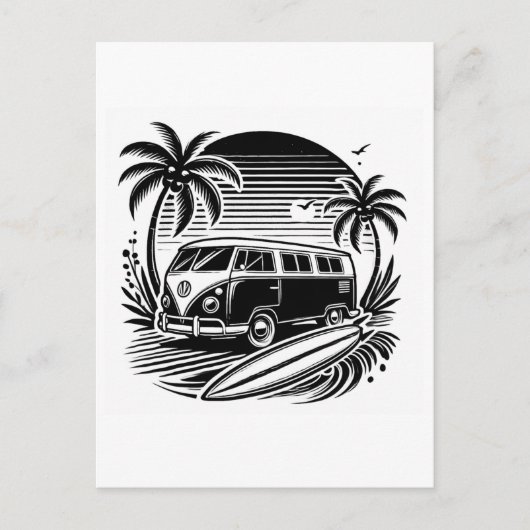 Carte postale Retro Surf Van & Palm Trees (Devant)