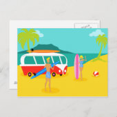 Carte postale Retro Surfer Couple (Devant / Derrière)