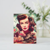 Carte Postale Retro Tattooed Pin-up (Debout devant)