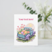 Carte Postale Retro Teal & Purple Truck with Easter Eggs (Debout devant)